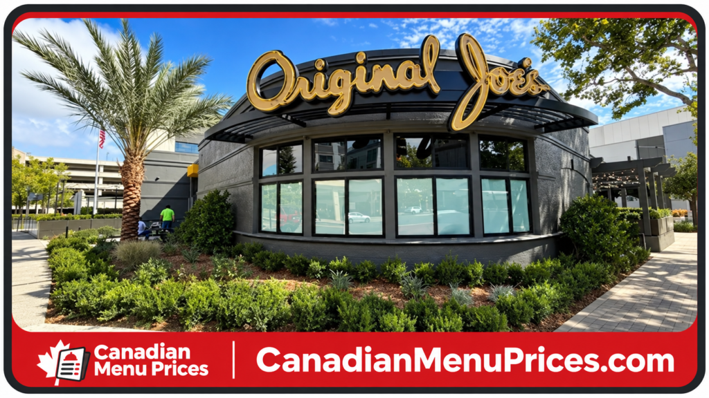 Original Joe’s Menu with Prices In Canada 2026