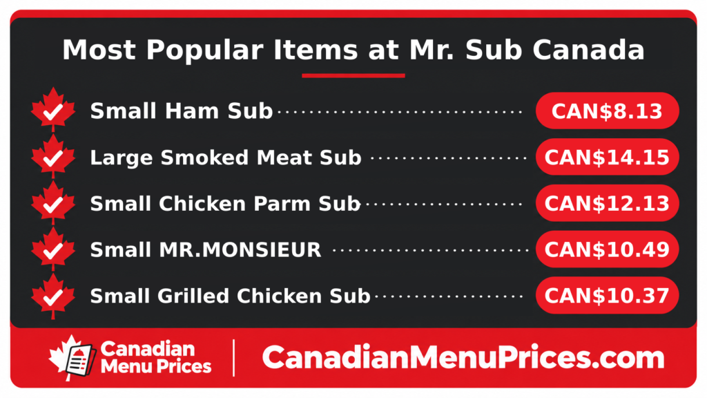 mr sub menu with prices